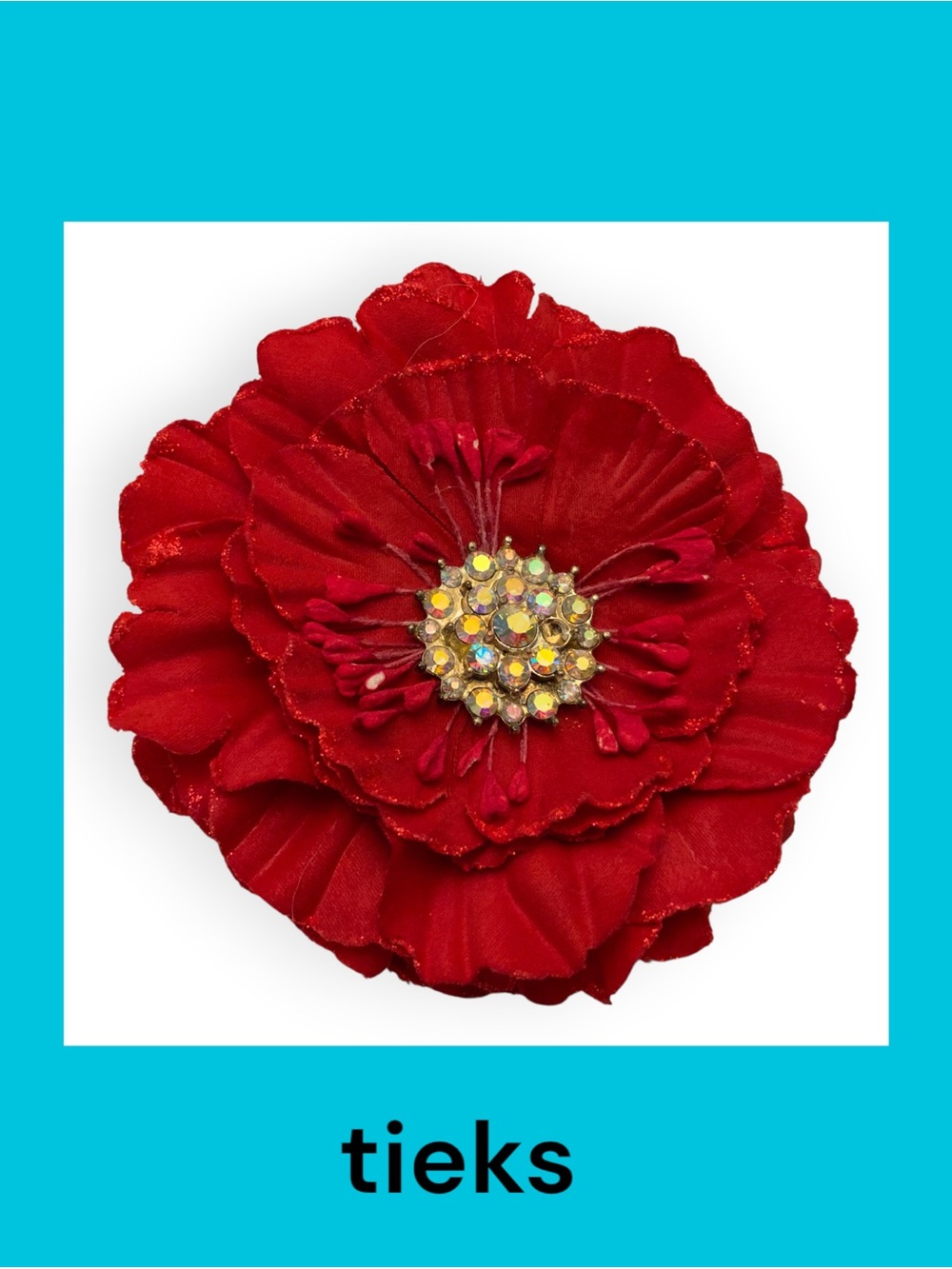 Tieks Red Fabric Flower With Crystal Center